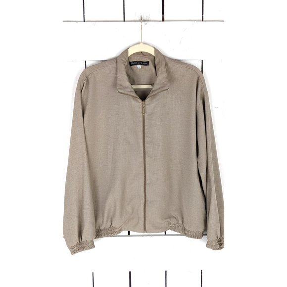 Vintage Dana Lee Sportswear beige lightweight zipper wind breaker bomber jacket - Picture 2 of 5